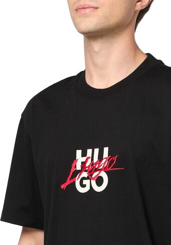 Hugo Men's Script Stack Logo Shirt Sleeve Tshirt in Kuwait
