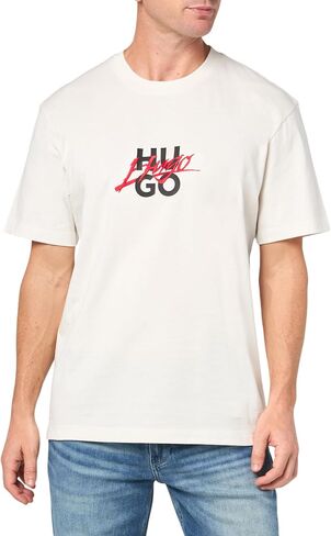 Hugo Men's Script Stack Logo Shirt Sleeve Tshirt in Kuwait