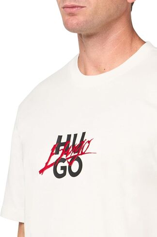 Hugo Men's Script Stack Logo Shirt Sleeve Tshirt in Kuwait