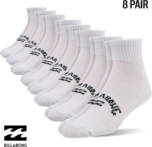 Billabong Mens Socks 8 أزواج الجوارب في الكاحل للرجال حجم الأحذية الرياضية الممتازة 8-12 in Saudi Arabia