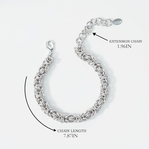 925 Sterling Silver Bracelets for Women/Men, Byzantine Design Bangles Jewelry, Trendy Waterproof Adjustable Dainty Minimalist Fashion Silver Bracelet, Multiple Specifications in Saudi Arabia