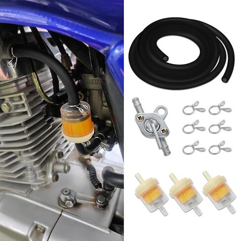 Gas Fuel Line Hose Clamps Fuel Filters with Inline Shut Off Valve Petcock Set, 1/4 Gas Fuel Line Hose with Clamps Valve & Filters Kit, Gas Filter Tube for 50cc 90cc 110cc ATV (Green) in Saudi Arabia