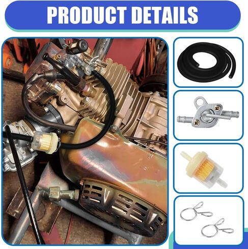 Gas Fuel Line Hose Clamps Fuel Filters with Inline Shut Off Valve Petcock Set, 1/4 Gas Fuel Line Hose with Clamps Valve & Filters Kit, Gas Filter Tube for 50cc 90cc 110cc ATV (Green) in Saudi Arabia