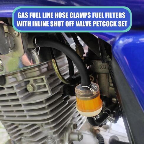 Gas Fuel Line Hose Clamps Fuel Filters with Inline Shut Off Valve Petcock Set, 1/4 Gas Fuel Line Hose with Clamps Valve & Filters Kit, Gas Filter Tube for 50cc 90cc 110cc ATV (Green) in Saudi Arabia