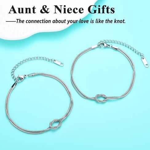 Mother Daughter Bracelets, Aunt and Niece Gifts Mother Day 2Pcs Knot Bracelet for Her Birthday Christmas Graduation in Kuwait