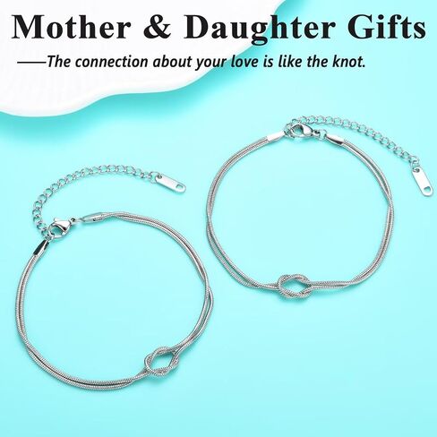 Mother Daughter Bracelets, Aunt and Niece Gifts Mother Day 2Pcs Knot Bracelet for Her Birthday Christmas Graduation in Kuwait