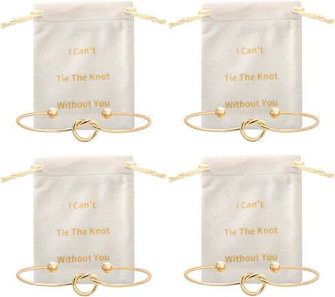 8 Pcs Bridesmaid Proposal Gifts Set of 4 I Can't Tie The Knot Without You Velvet Drawstring Bags and Metal Bridesmaid Bracelets Bridesmaids Proposal Box Stuffers Gifts For Bridal Party Wedding in Saudi Arabia