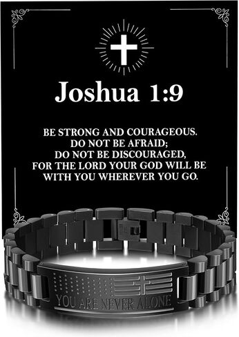 Graduation Gifts for Him, American Flag Bible Verse Bracelet for Men with Cross, Inspired Christian Stainless Steel Straps Watch Band Link Cross Bracelet Faith Jewelry Gifts Adjustable Size in Kuwait
