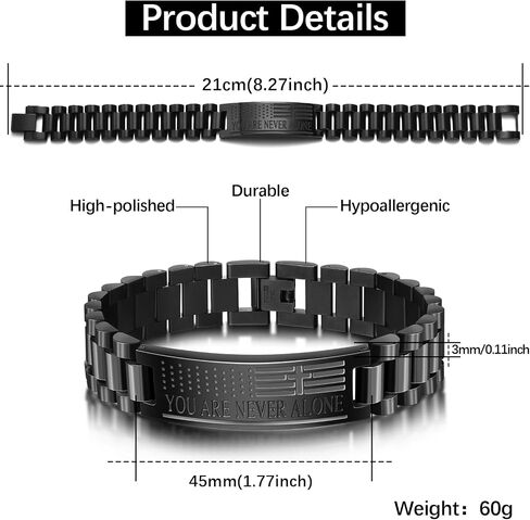 Graduation Gifts for Him, American Flag Bible Verse Bracelet for Men with Cross, Inspired Christian Stainless Steel Straps Watch Band Link Cross Bracelet Faith Jewelry Gifts Adjustable Size in Kuwait