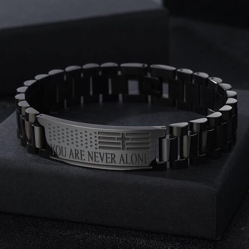 Graduation Gifts for Him, American Flag Bible Verse Bracelet for Men with Cross, Inspired Christian Stainless Steel Straps Watch Band Link Cross Bracelet Faith Jewelry Gifts Adjustable Size in Kuwait
