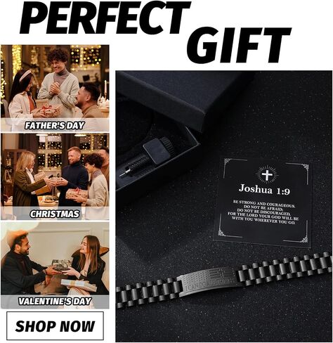 Graduation Gifts for Him, American Flag Bible Verse Bracelet for Men with Cross, Inspired Christian Stainless Steel Straps Watch Band Link Cross Bracelet Faith Jewelry Gifts Adjustable Size in Kuwait