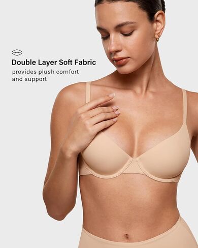 INLYRIC Women's Inbarely Plus Demi Bra - Balconette Unlined Underwire Plunge Bras No Padding Comfortable in Kuwait