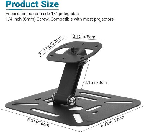 Mini Ceiling Wall Projector Mount Stand Compatible with QKK, DR.J, DBPOWER, Anker, VANKYO, AAXA, Jinhoo, PVO, TMY, AuKing and Most Other Mini Projector (175mm, Silver) in Kuwait