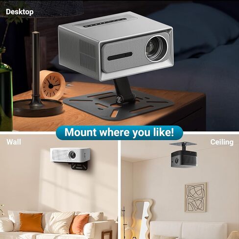Mini Ceiling Wall Projector Mount Stand Compatible with QKK, DR.J, DBPOWER, Anker, VANKYO, AAXA, Jinhoo, PVO, TMY, AuKing and Most Other Mini Projector (175mm, Silver) in Kuwait