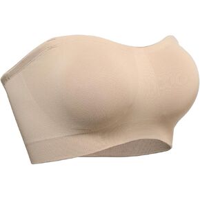 HACI Non-Slip Silicone Padded Bandeau Bra(Beige,L)