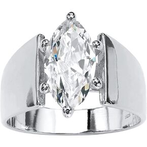 Palmbeach Sterling Silver Marquise على شكل زركونيا واسعة النطاق سوليتير خاتم الخطوبة أحجام 5-12