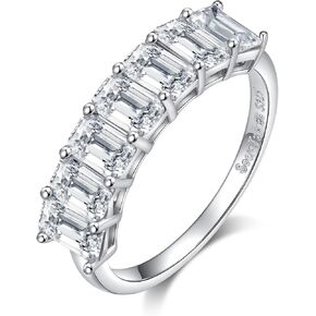 3.5Ct Moissanite خطبة الزواج للنساء ، 7 أحجار الزمرد قطع 925 الجنيه الاسترليني S Silver D Color VVS Moissanite Promise Ring مع شهادة الأصالة