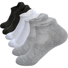 Anti-Slip Ankle Socks 6 Pairs - Men's/Women's Athletic Cushioned Running Socks with Arch Support & Breathable Mesh