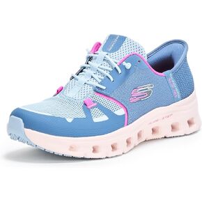 Skechers Women's Glde Step Pro SR Edrura Hands Freee Bungee Health Care Professional Shoe, Slate/Pink, 7.5
