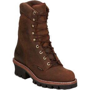 Chippewa Men's Super DNA 9" Waterproof Logger Work Boot, Bay Apache - EH Rated, Slip-Resistant, Waterproof Logger Boots for Men