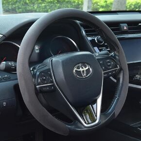 Suede Steering Wheel Cover, Universal 15 Inch Premium Non-Slip Steering Wheel Cover Gray