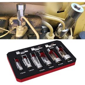 RYANSTAR RACING Diesel Injector Fuel Line Socket Wrench Set - 3/8" & 1/2" 10-22mm for Thermo Switches, Bent Pipes, and EGT Sensors