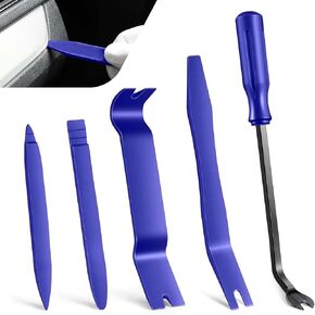 5PCS Auto Trim Removal Tool Kit, Car Plastic Pry Tool Kit, No Scratch Pry Tool, Auto Clip Clip Removal Tool for Door Dash Dashboard Panel Fastener Remover (Blue)