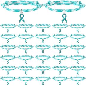 Tondiamo 30 PCS Teal Ribbon Awarenentwents Bracelets Basanive Cancer Toversion Bracelets Assault Assault PTSD For Women Men Confer