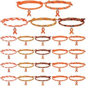 Tondiamo 30 pcs سرطان الدم الوعي سوار الحبل القابل للتعديل الشريط البرتقالي القابل للتعديل
