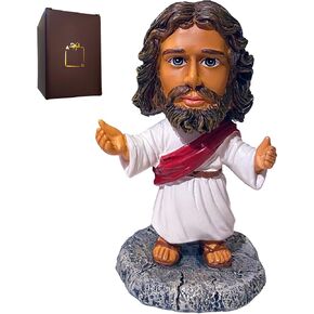يسوع bobblehead - 4.29 "لوحة القيادة المصغرة يسوع للسيارة ، تمثال راتنج متين - ديكورات السيارات المسيحية والإكسسوارات الدينية ، زخرفة لوحة معلومات يسوع الصغيرة - هدية عيد الفصح المسيحية المثالية