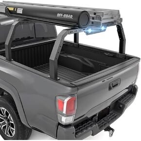 Bed Rack Overland Racks Truck Cargo Carrier with 2 LED Light Bar Compatible for 2005-2023 Toyota Tacoma & 2014-2023 Toyota Tundra & 2020-2024 Jeep Gladiator JT, 500 LBS Ladder Rack Cross Bars