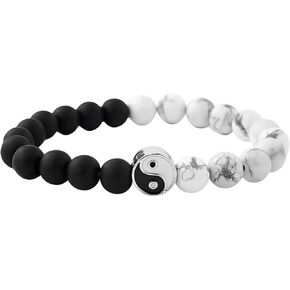 FORUBUS Yin Yang Bracelet, Friendship Bracelet for 3, Tai Chi Gifts, Matching Yin Yang Beaded Bracelet