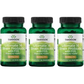 Swanson Dr. Stephen Langer's Formula - Natural Probiotic w/Prebiotic FOS - 16-Strain Supplement Promoting Digestive Support w/ 3.2 Billion CFU per Capsule - (60 Veggie Capsules) (3 Pack)