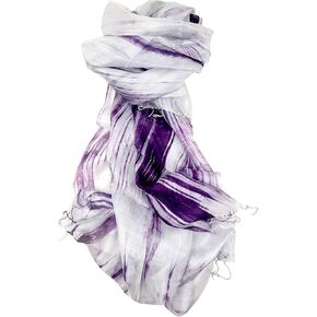 Millie and Boo Silk Scarf for Women – Pure Mulberry Silk Hair Wrap – Hand-Painted Purple and Grey Silk Head Scarf – Modern Shawl Wraps for Women – Luxurious Silk Neck Scarf – 67 x 29-inch