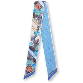 Luxury Small 100% Silk Scarf-Ribbon- for Women – Elegant Pattern, Soft & Lightweight, 34" x 2'', Gift for Her
