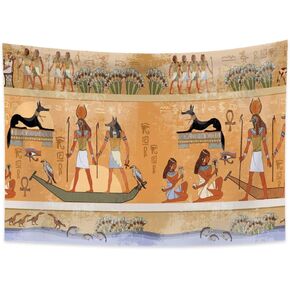 Haoyiyi Egyptian Tapestry Wall Hanging Ancient Egypt Mythology Culture Tapestry Pharaohs Hieroglyphic Carvings Tapestries for Bedroom Living Room Dorm Decor 33.9x27.6 Inches