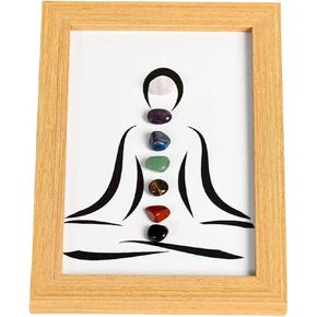 Crystals and Healing Stones, 7 Natural Healing Crystals Chakra Stones, Meditation Yoga Healing Stones Collection Frame Women Men New House Gift