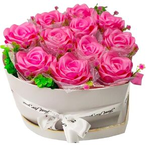 Flower Forever Heart Shape Box - هدية من الورود المحفوظة لها ، الزهور المحفوظة (Crimson Red ، 11 وردة)
