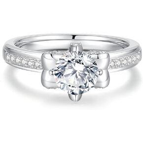 1ct Round Cut Moissanite Cluster Flower Cluster Half Eternity Ring للنساء 18 K من الذهب الأبيض المطلي S925 STERLIN