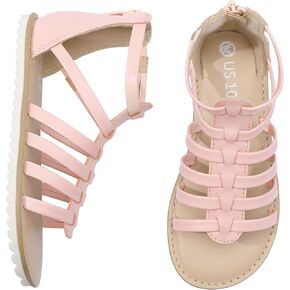 MIXIN Girls Gladiator Sandals for Toddler/Little Kids Open Toe Cute Strappy Summer Flat Shoes with Zipper