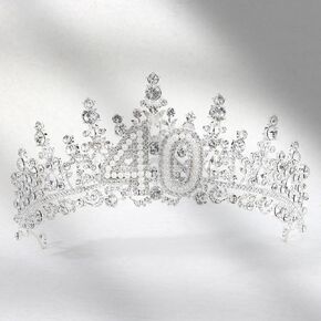 TOBATOBA 40th Birthday Crown 40th Birthday Decorations for Her Birthday Tiara with 40 Letters 40th Birthday Gifts for Her 40th Birthday Dress Outfit for Women Happy 40th Birthday
