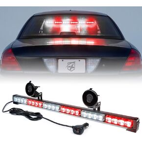Xprite 27 "Amber أبيض LED مستشار حركة الطوارئ Strobe Strobe تحذير شريط الضوء مع 21 أنماط وميض أخف وزنا ، لشاحنات المركبات SUV ATV Cup Cup Cup