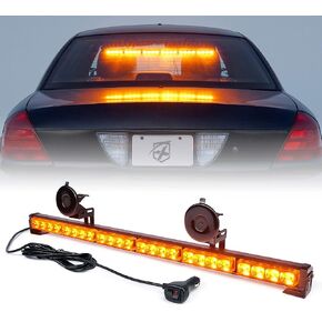 Xprite 27 "Amber أبيض LED مستشار حركة الطوارئ Strobe Strobe تحذير شريط الضوء مع 21 أنماط وميض أخف وزنا ، لشاحنات المركبات SUV ATV Cup Cup Cup in Kuwait