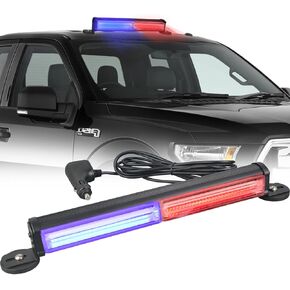 Magnetic LED Strobe Light Bar, Red Blue Emergency Warning Lights, Magnetic Roof Top LED Flashing Light, Traffic Advisor Police Lights with Magnet Base for Safety Work Enforcement Vehicles Trucks