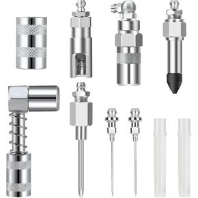 Linkstyle 8pcs Grease Gun Needle Accessory Set, 90 Degree Adapter Grease for Ball Joints Needle Air Nozzle Injecting Tools