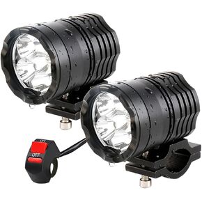 Motorcycle Driving Lights 12-60V 40W 3600LM LED Fog Lights for ATV UTV Bike Car Truck Boat Forklift Waterproof LED Spotlights with 6 Light Beads High Low Strobe Beam Switch Universal (Black 2)