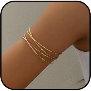 Gold Upper Arm Cuff for Women Dainty Layered Arm Bangle Minimalist Arm Cuff Bracelets Irregular Wave Cuff Bangle Armband Armlet Jewelry