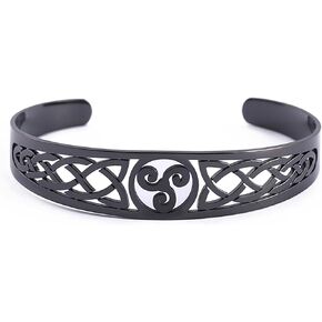 VASSAGO Nordic Viking Triskele Symbol Irish Trinity Celtic Knot Cuff Bracelet Stainless Steel Bangle Vintage Amulet Jewelry Gifts for Men Women Teens