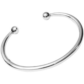 Women's Men's 925 Sterling Silver Torque Bangle | Classic Slim Plain Silver Bar Torque Bangle for Men and Women