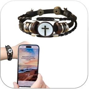 Daily Bible bracelet，Wearable Bible Bracelet BibleVerse Bracelets With NFC Handmade Cross Bracelets Gift from a Believer in God